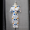 New Summer Short Sleeve Knee Length Colorful Polka Dot Casual Dresses Girl